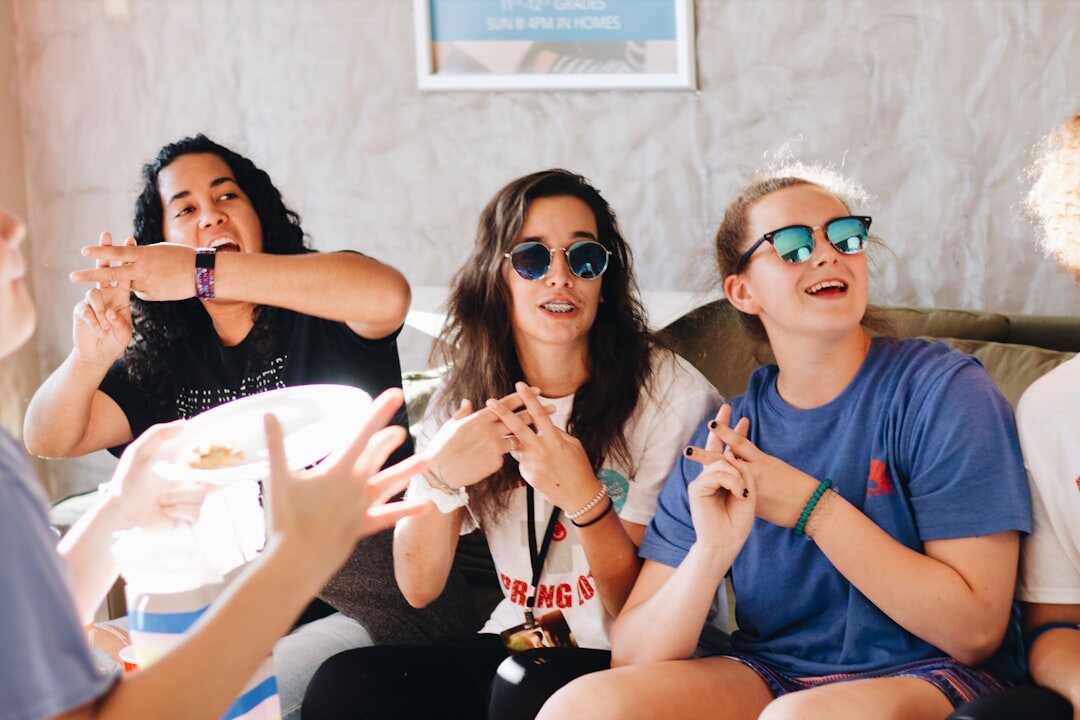 group of teens talking